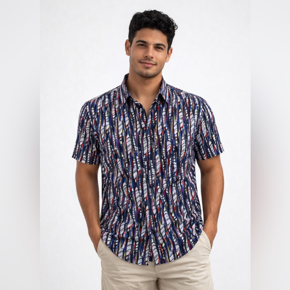 ROBERT GRAHAM Men’s Panama City Patriotic S/S Button-down Shirt, Size M, EUC